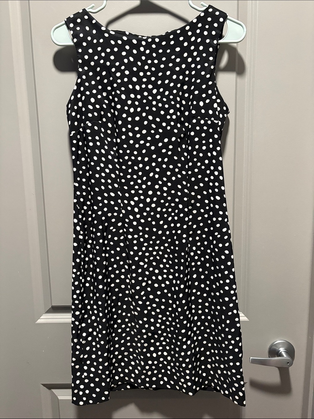 AB Studio Black White Polka Dot Sleeveless Fit & Flare Dress Size 6 A-Line Mini